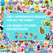 Load image into Gallery viewer, 210 Stickers for Water Bottles Laptop Skateboard Computer Cute Waterproof Vinyl Aesthetic Stickers Bulk Sticker Packs for Kids Teens