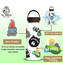 Load image into Gallery viewer, 100 Outdoor Stickers for Water Bottles, EL NIDO Water Bottle Stickers, Mountain stickers, Waterproof Stickers, Vinyl Stickers, Skateboard Stickers, Adventure and Hiking Stickers for Water Bottles, Laptop Stickers (100 Sticker Pack, Nature Stickers)