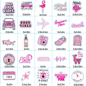EL NIDO 100 Pink Stickers, Aesthetic Stickers, Cute Stickers, Laptop Stickers, Vinyl stickers, Stickers for Water Bottles, Waterproof stickers for kids teen girls Christmas Stocking Stuffers 100 cute girls stickers