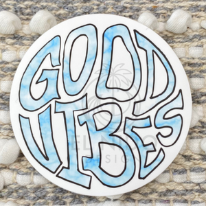 Blue Round Good Vibes Sticker