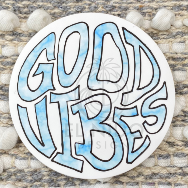 Blue Round Good Vibes Sticker