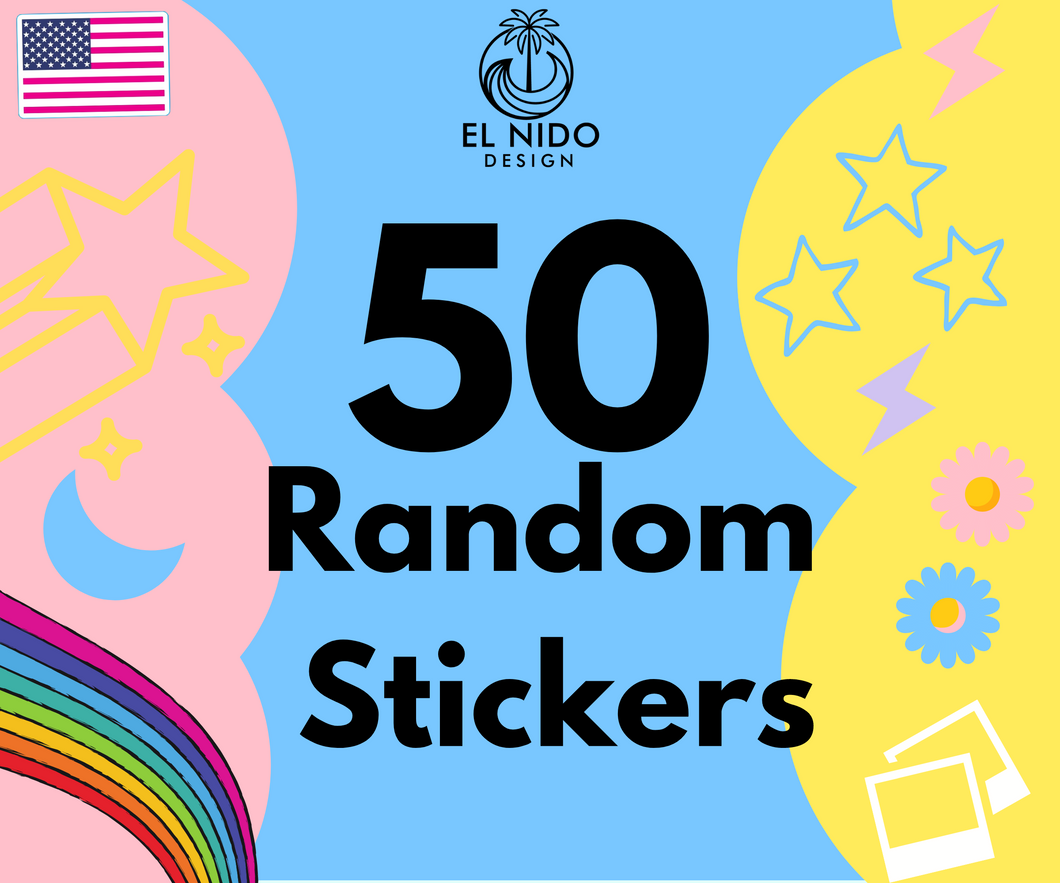 Choose any 50 stickers pack from our store Stickers 100% Waterproof they are perfect for laptop, water bottle, hydroflsak, Yeti, skateboard, longboard, scooter, helmet, notebook...
