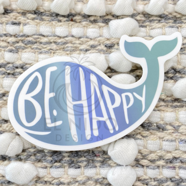 Be Happy Whale Sticker