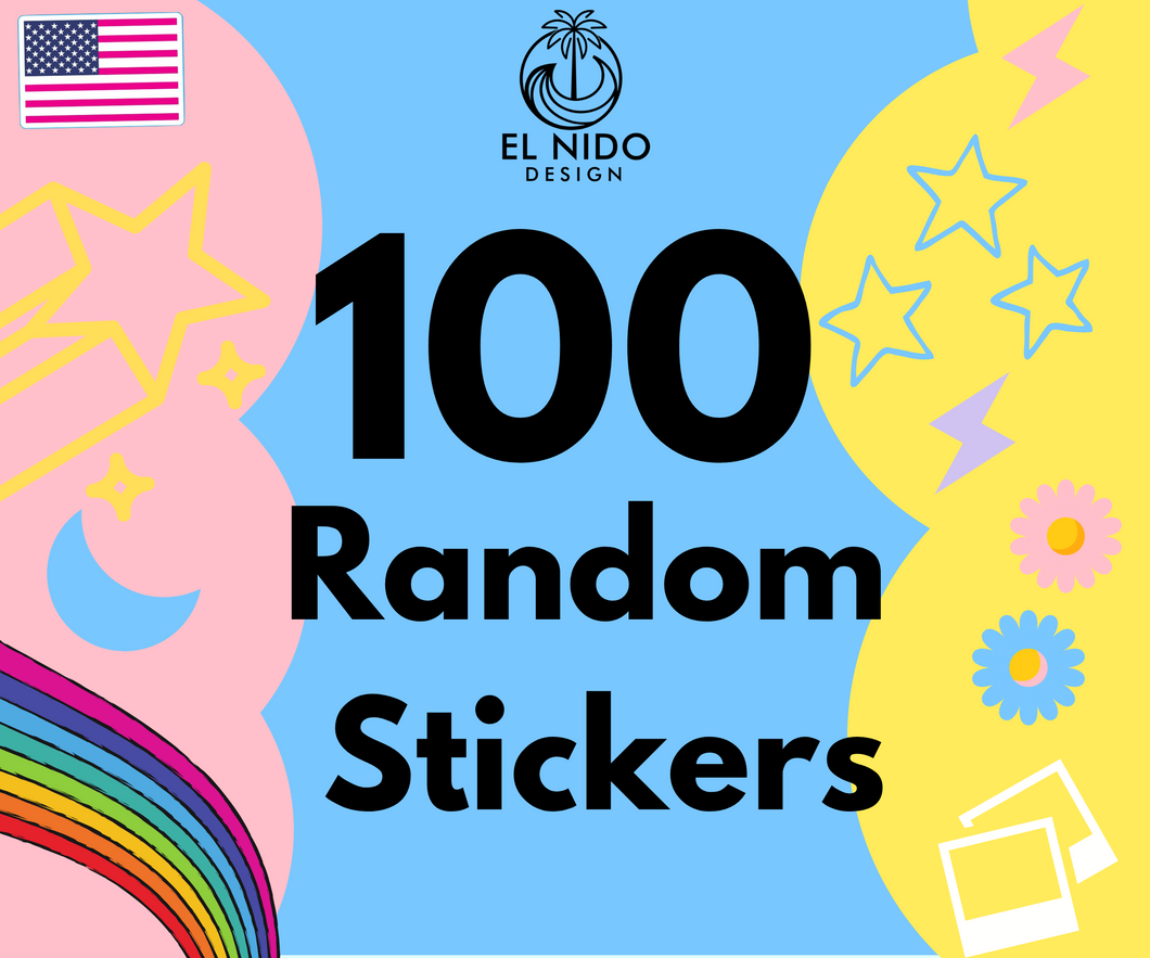 Choose any 100 stickers pack from our store Stickers 100% Waterproof they are perfect for laptop, water bottle, hydroflsak, Yeti, skateboard, longboard, scooter, helmet, notebook...