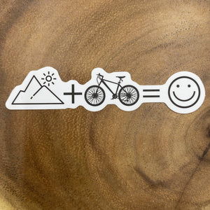 Mountain and bike Make me Happy Sticker