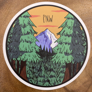 Mountain round Sticker