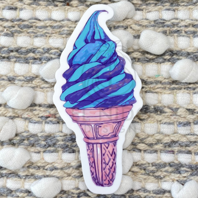 Blue Ice Cream Sticker