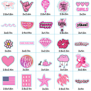 EL NIDO 100 Pink Stickers, Aesthetic Stickers, Cute Stickers, Laptop Stickers, Vinyl stickers, Stickers for Water Bottles, Waterproof stickers for kids teen girls Christmas Stocking Stuffers 100 cute girls stickers