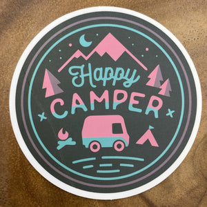 Round Happy Camper  Sticker
