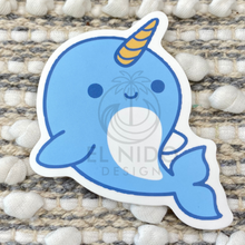 Load image into Gallery viewer, Blue Unicorn Whale Sticker
