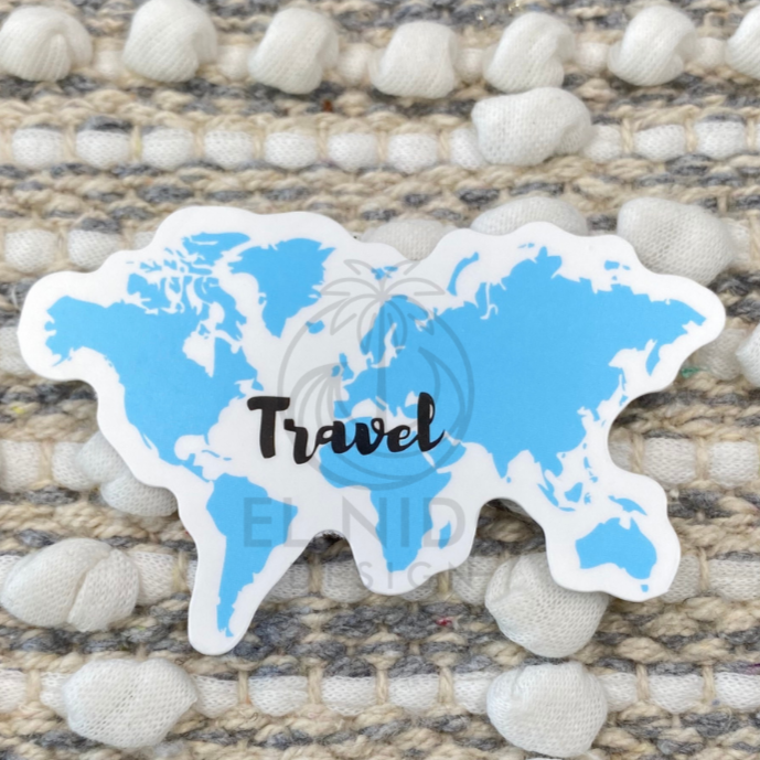 Blue Travel Map Sticker