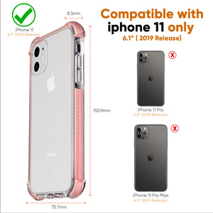 Pink and Clear Case Compatible with iPhone 11- Extra Shockproof Protection
